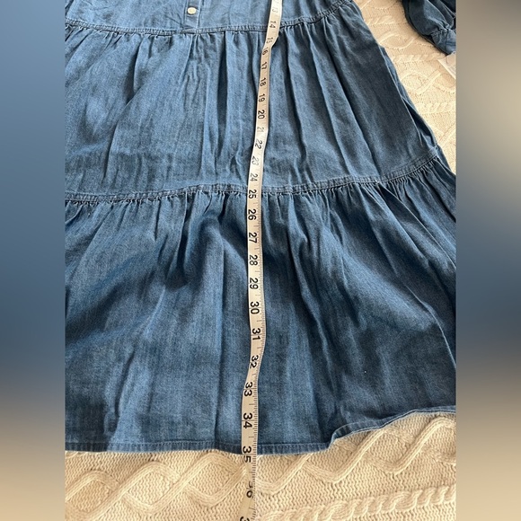 Tommy Hilfiger Blue Denim Chambray Shirt Dress Ruffle Hem Women’s size 8 - Picture 14 of 15